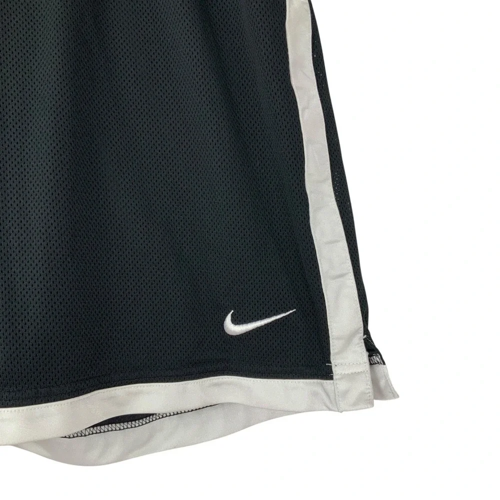 Nike Basketball Black White Drawstring Shorts M Elastic Waistband Mesh Swoosh